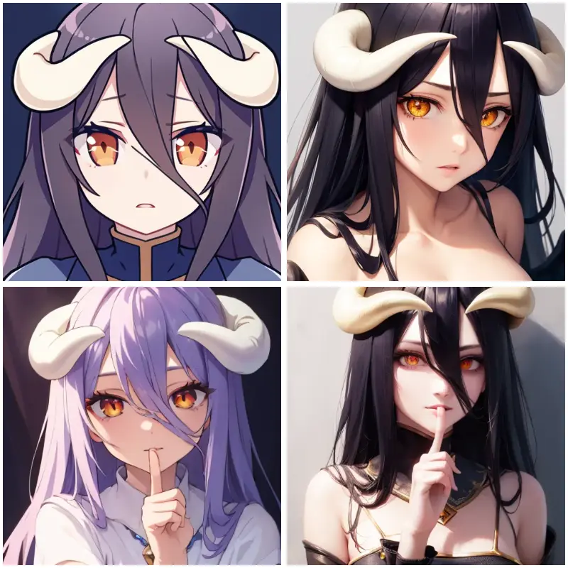 4 different AI overlord arts with different art styles