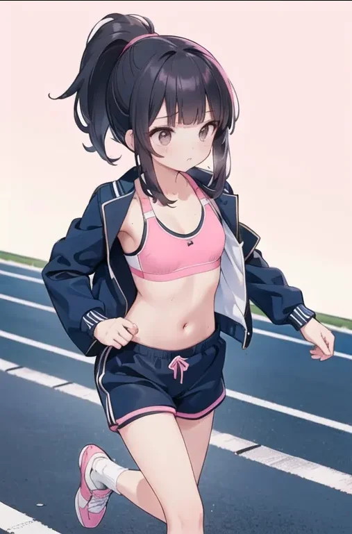 A girl with jacket and short pants made by AnimeGenius