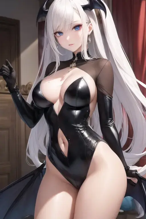 AI-generated succubus in leather clothes