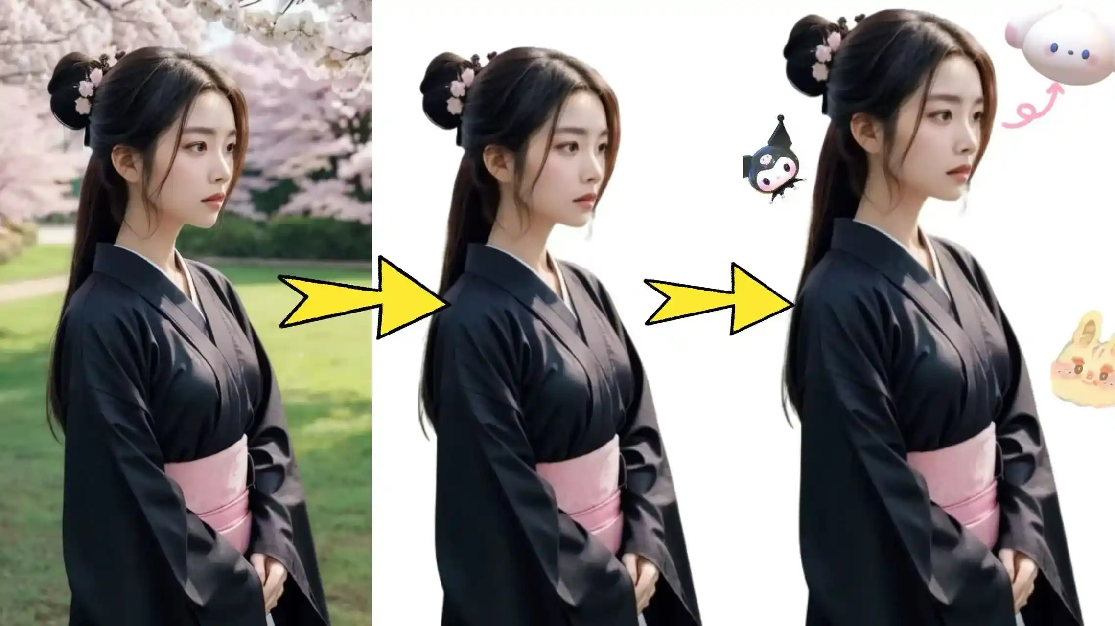 Remove backgrounds and add stickers to photo of real people