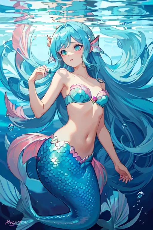 Cyan mermaid dopamine girl