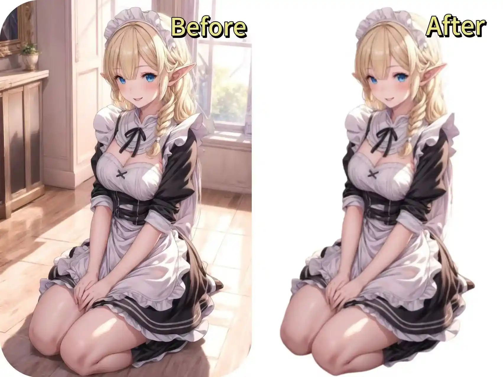 Remove kitchen background from anime photos