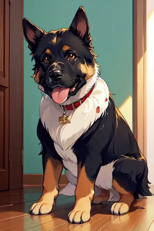 German Shepherd in the house