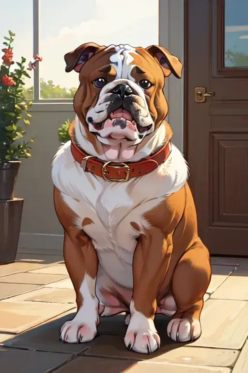 Bulldog with a collar