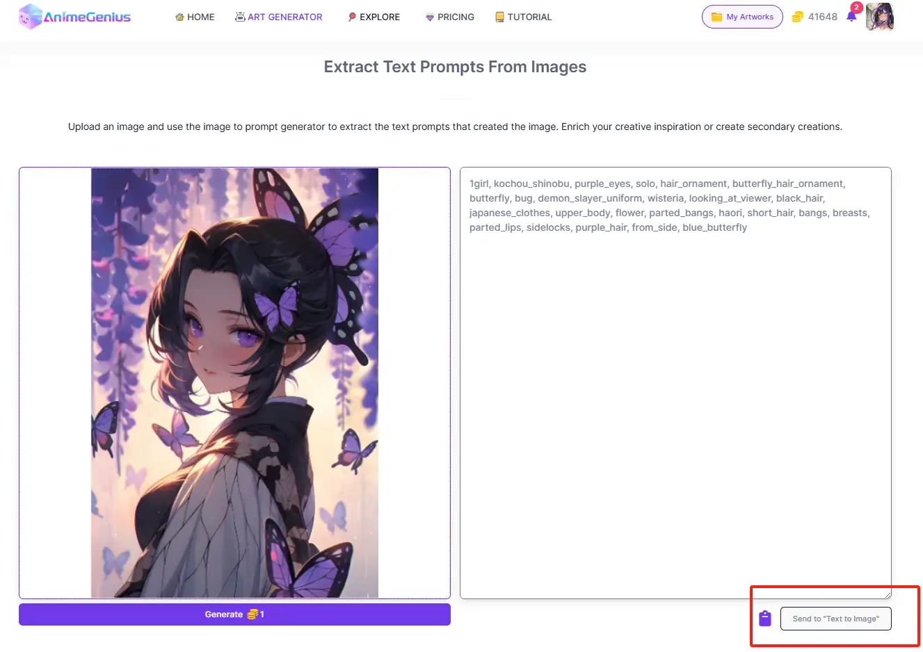 Features about Image to Prompt and send to Text to Image directly