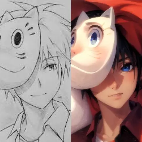 アニメキャラクターのスケッチに色をつける
