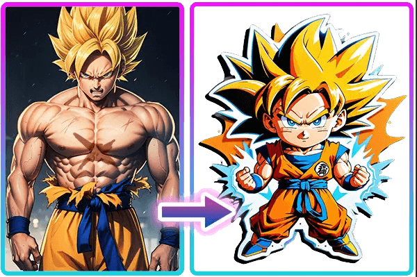 turn goku image to a sticker