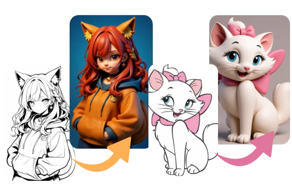 convert sketch and flat to 3d looking