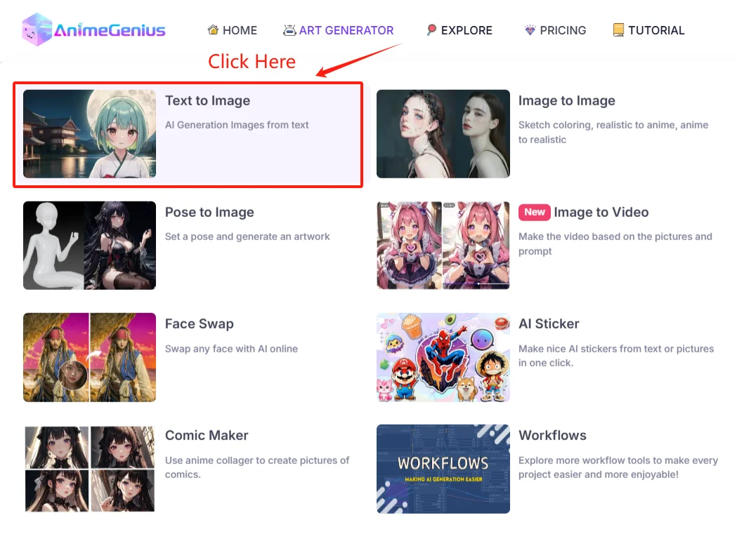 step1 for creating Ghibli style image on AnimeGenius