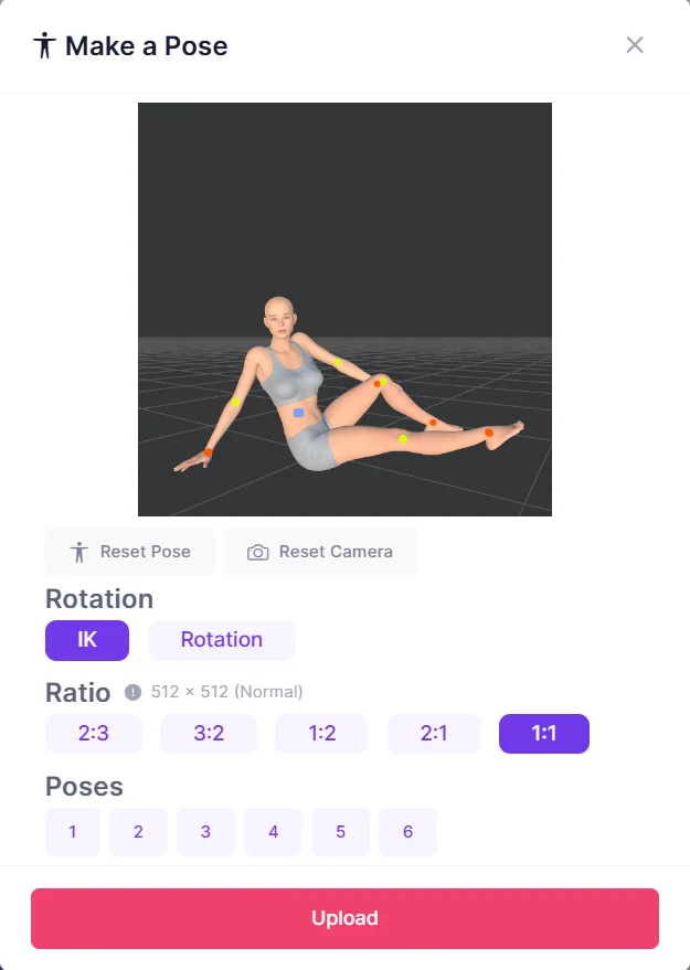 After adjusting the model's pose