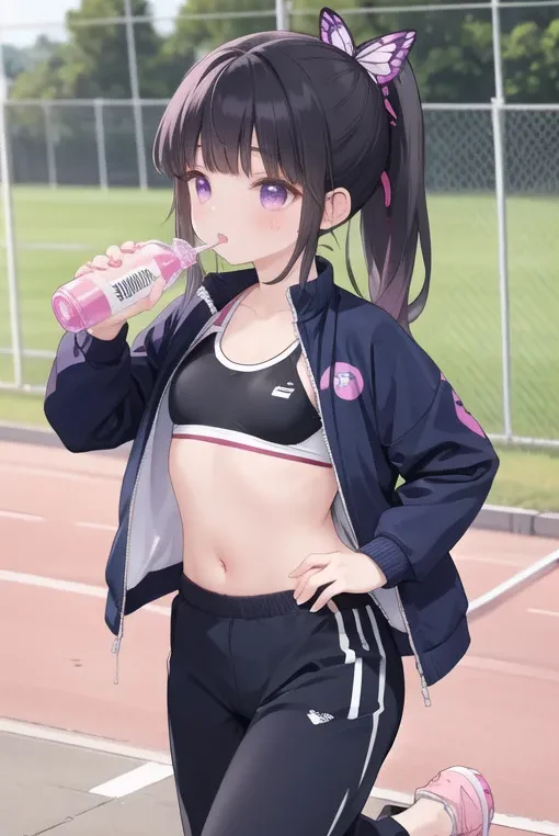 A girl wearing jacket and long pants based on original character