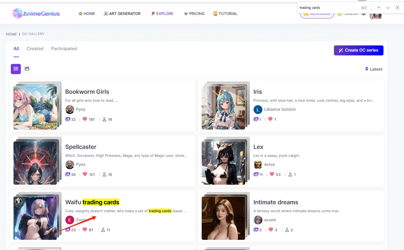 OC Gallery of AnimeGenius