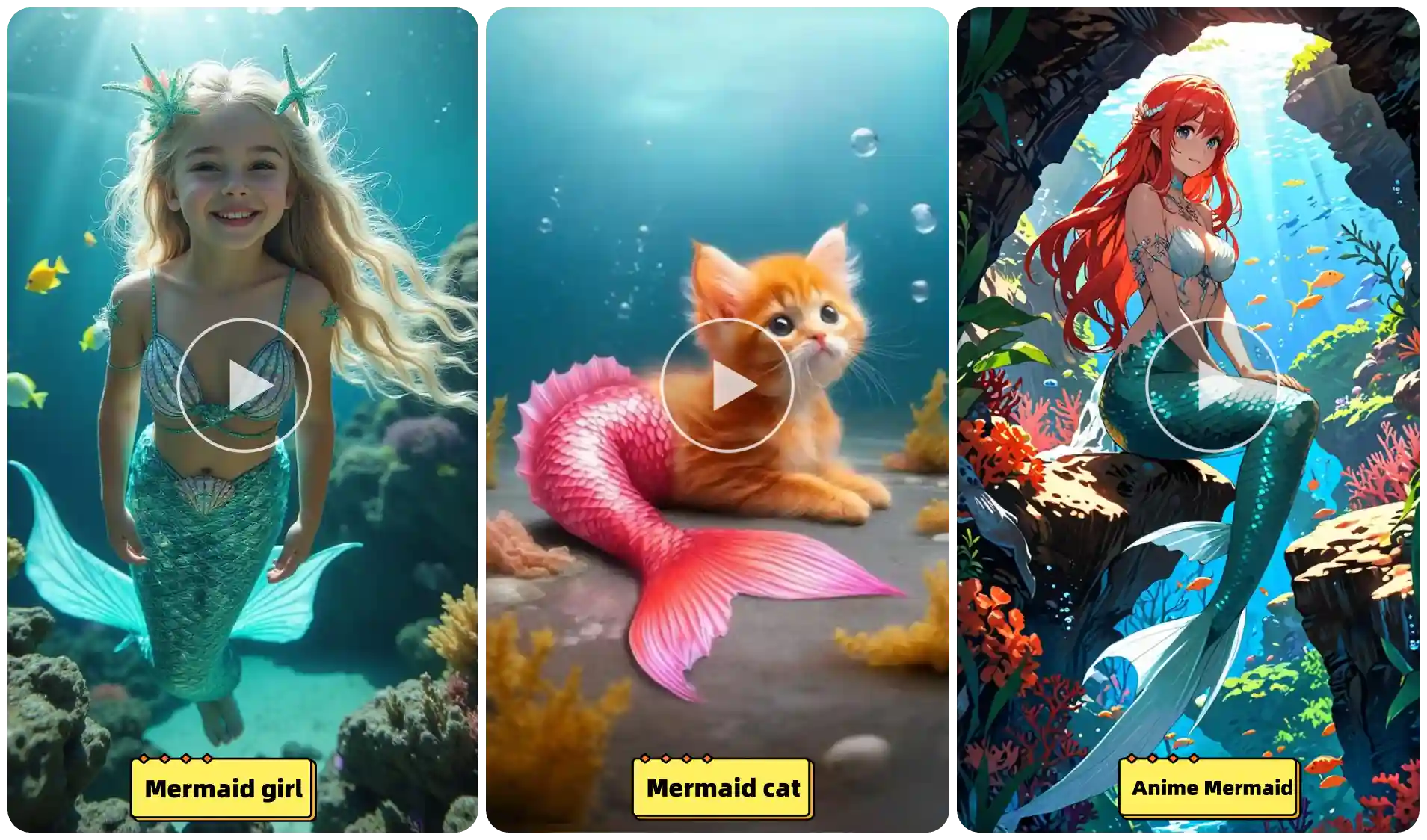 our AI Mermaid Filter brings any character to life