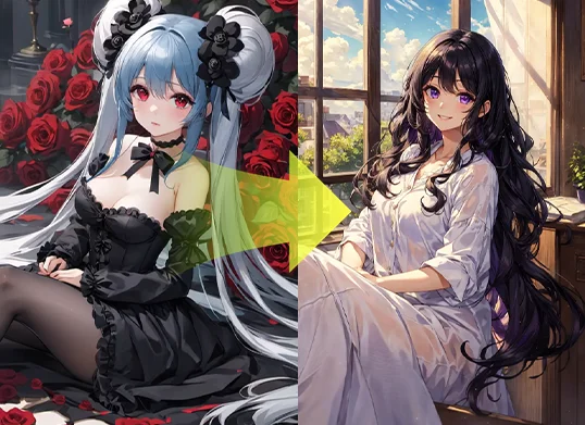 Comparison image using Pose to Image feature of AnimeGenius