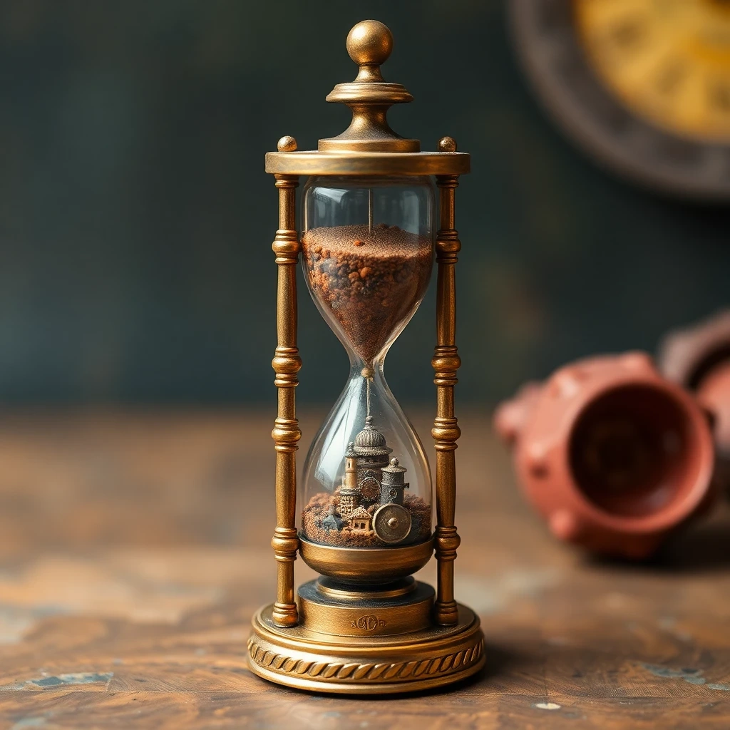 realistic steampunk hourglass