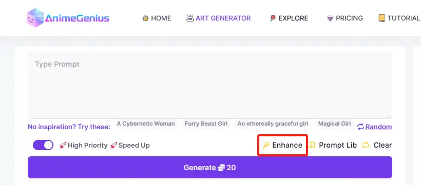 Features about Enhance your written prompts