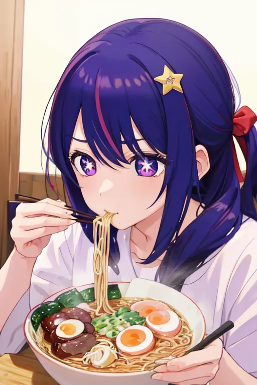 Ai hoshino eating ramen art