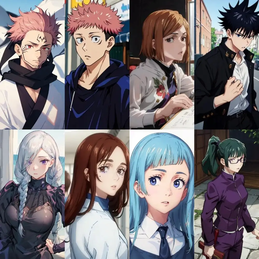 8 different AI JJK character loras