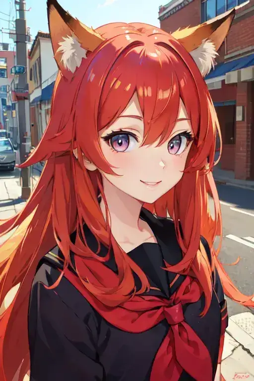 AI fox girl with school uniform