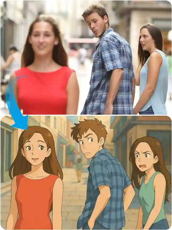 Turn funny meme to Ghibli style art