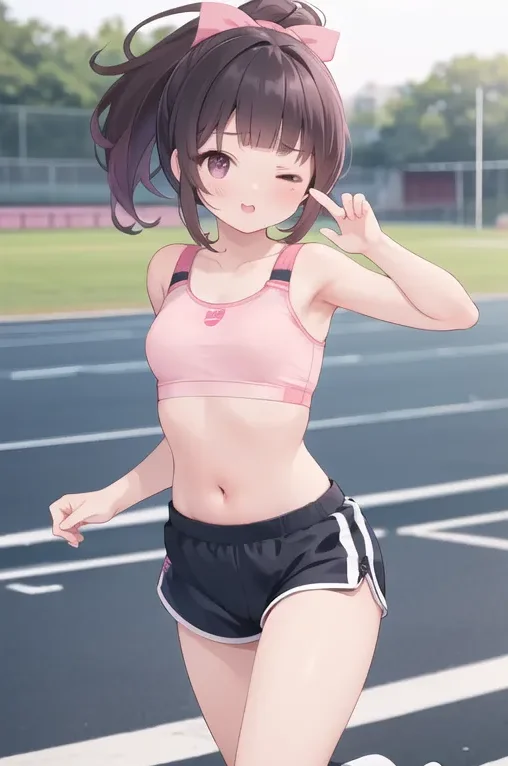 A girl with left wink expression made by AnimeGenius