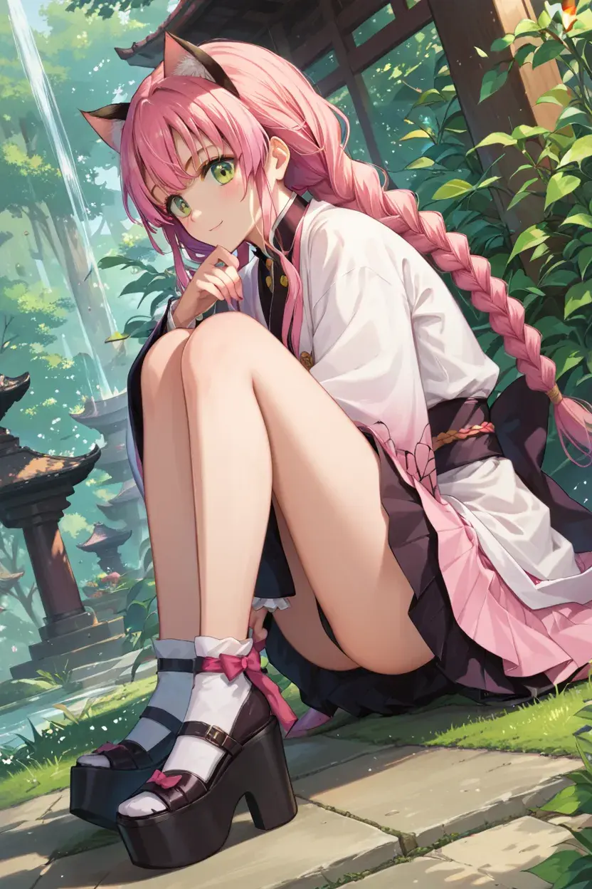 Anime pink braid hairstyle