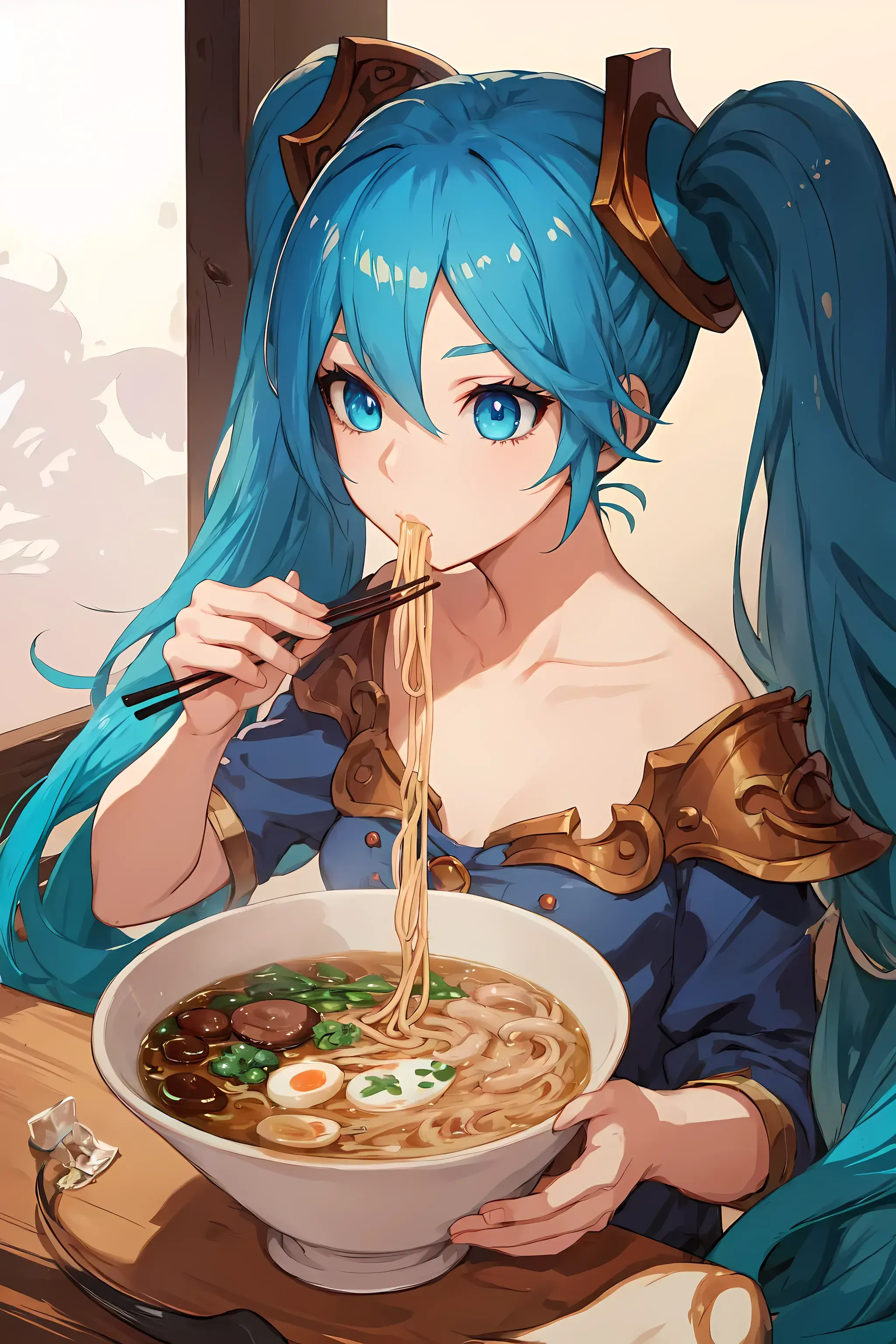 Sona blue twin ponytails