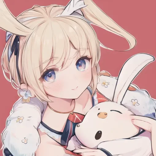 Random image-a girl with a rabbit doll