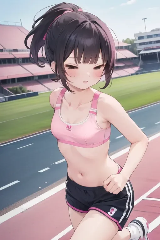 A girl with squinting expression made by AnimeGenius