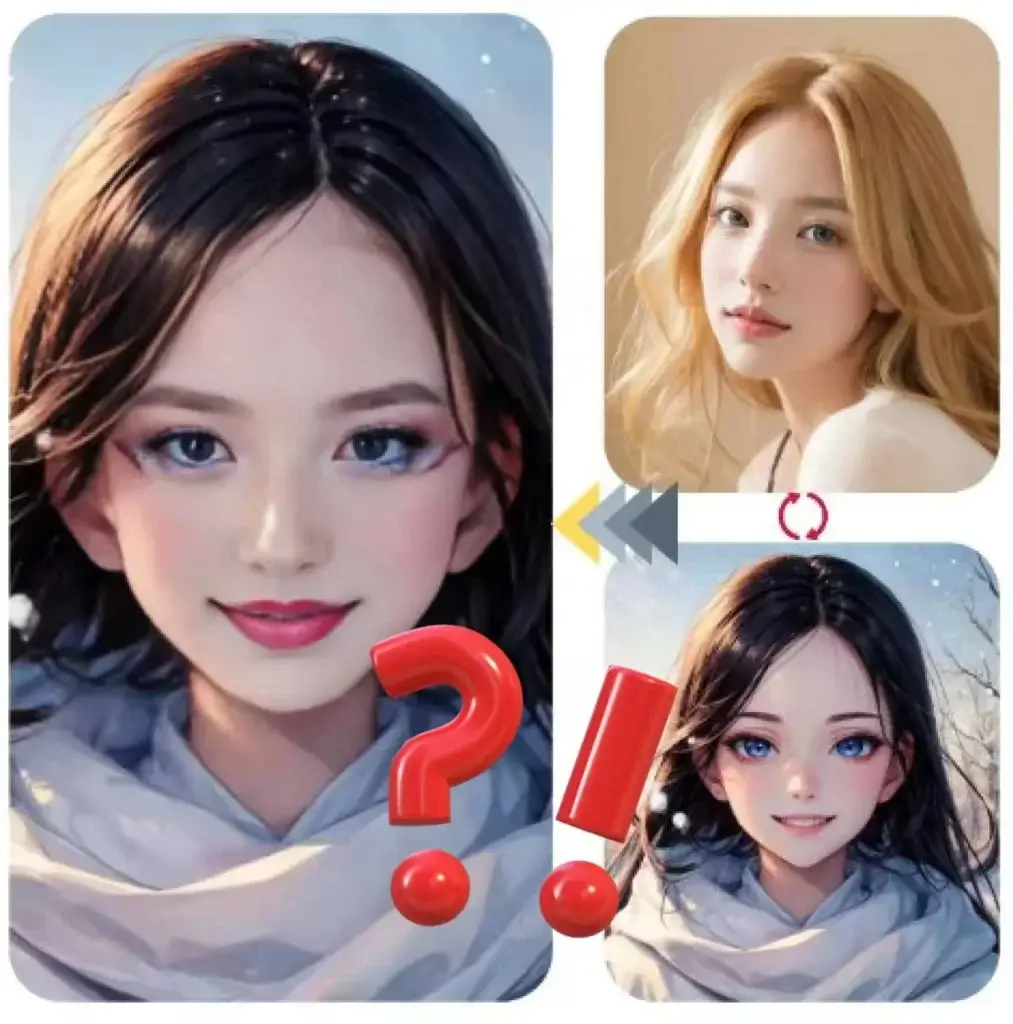 Face swap between realistic image and anime image
