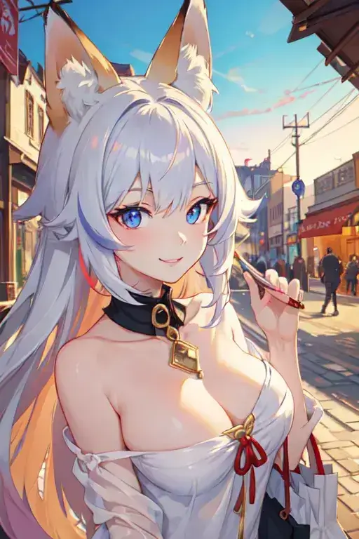 Ai-generated fox girl shopping art