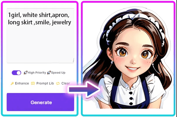 create a pretty girl sticker from text