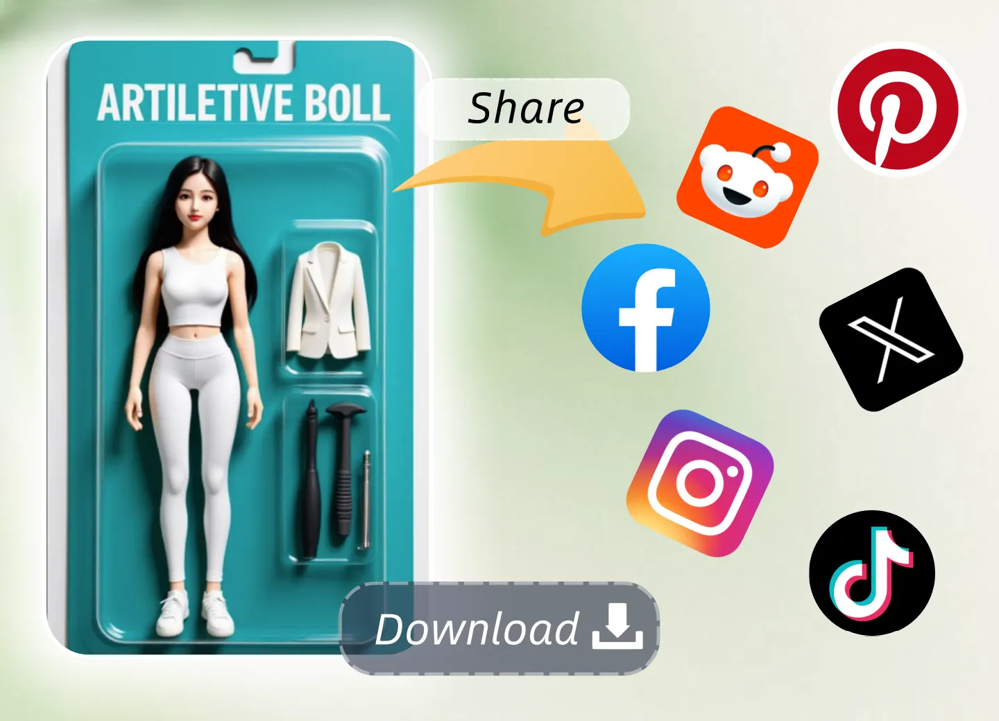 generate you action figure and download and share