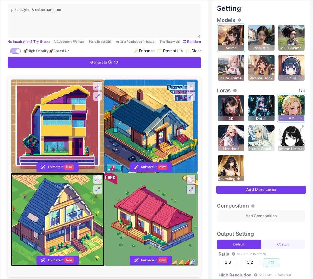 プロンプトからAIピクセルアートを作成する