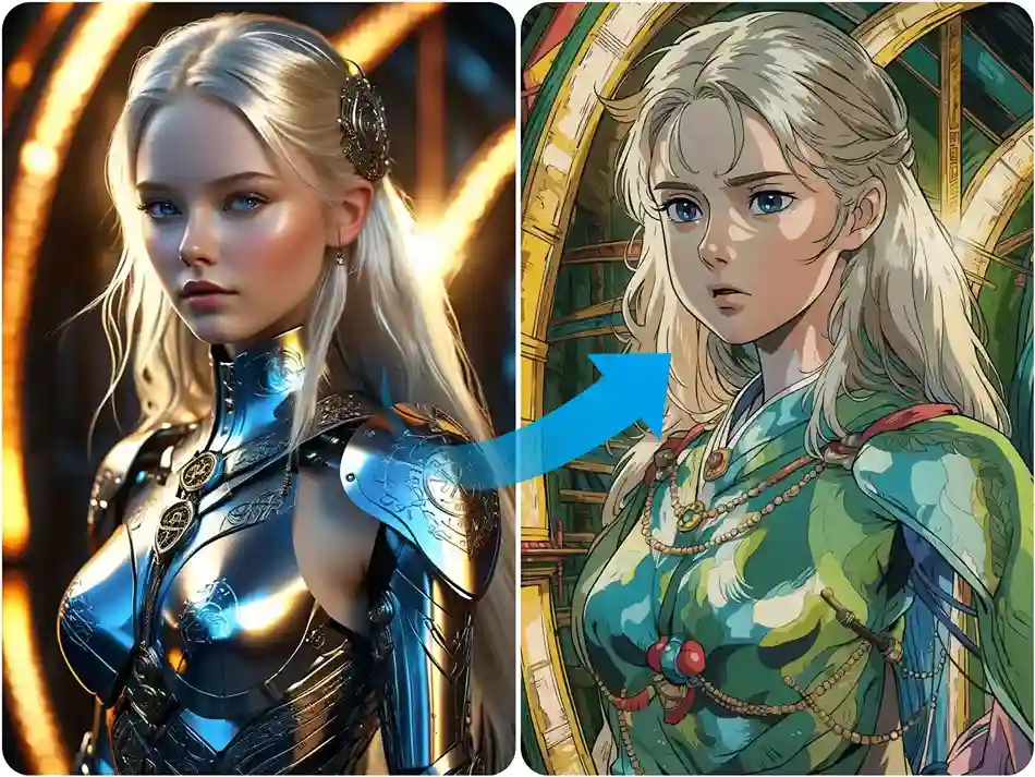 image to Ghibli style AI art on AnimeGenius