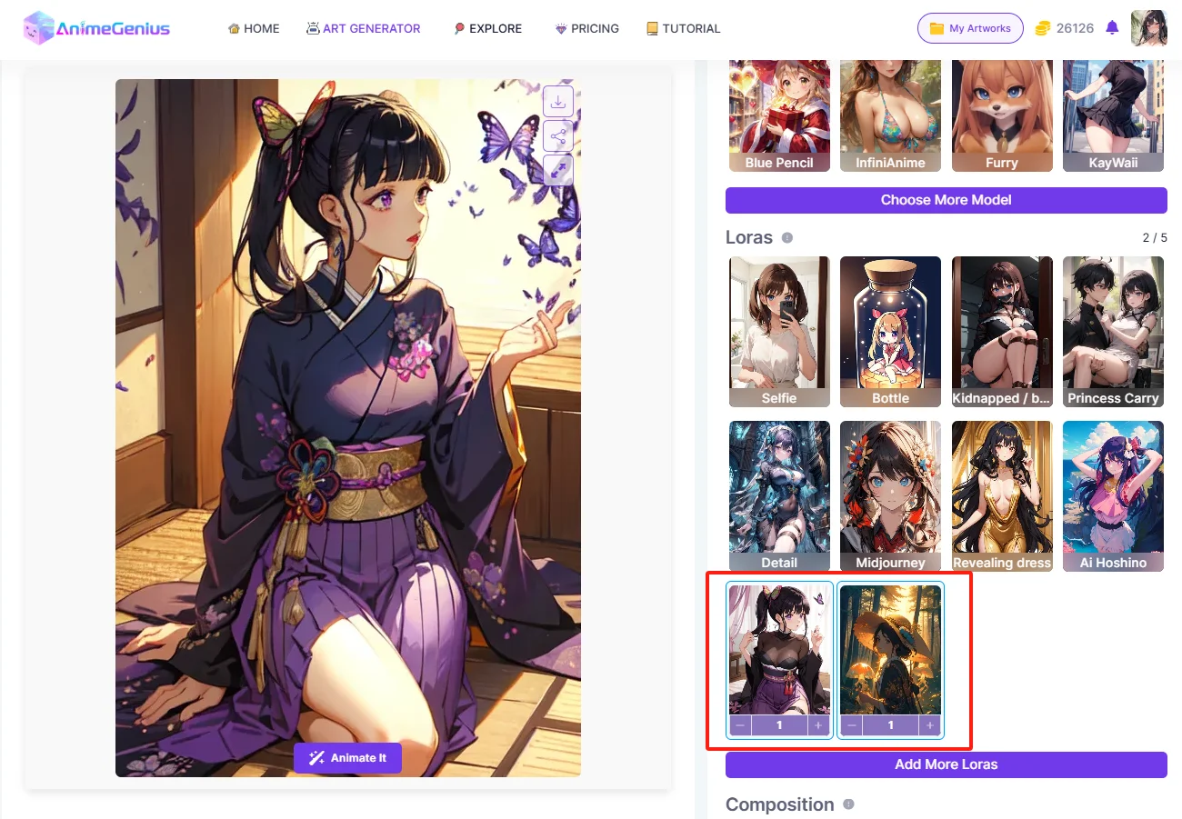 Image using two Loras together