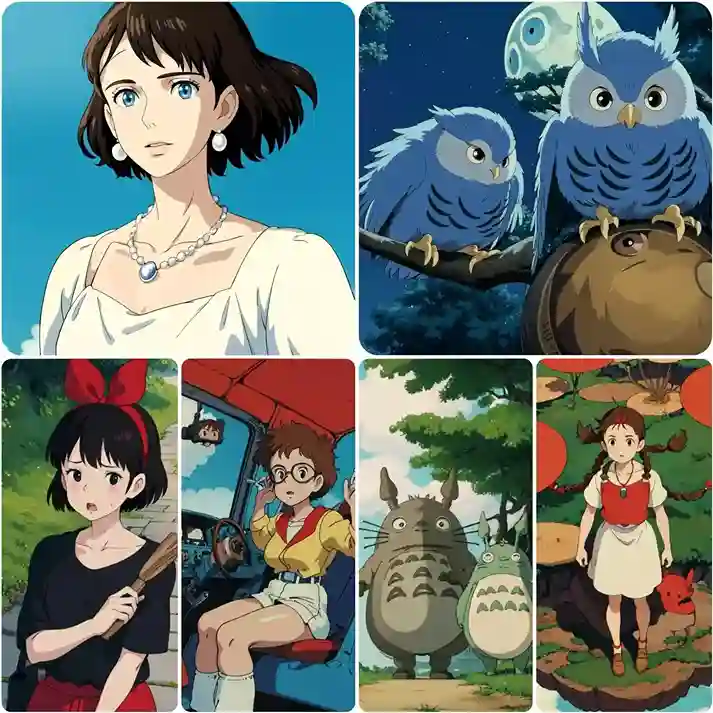 Diverse Ghibli art style images