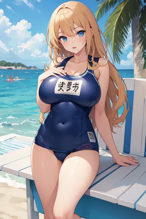 巨乳水着AIイラスト