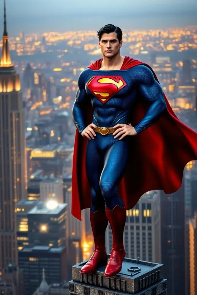 Superman standing on the Empire State Building
