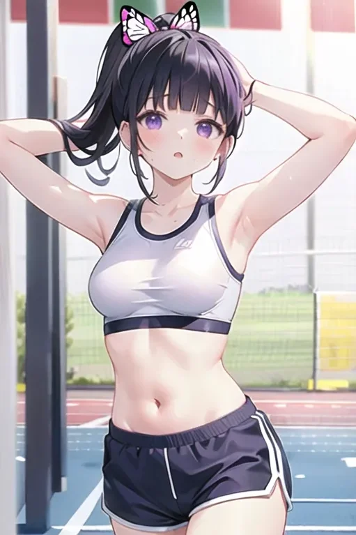 A girl strikes random pose