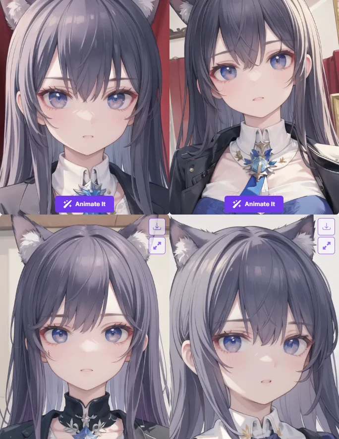 Four images generated once by AnimeGenius